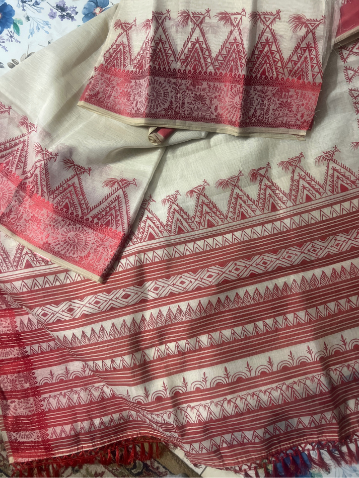 Bhil Art Hand Painted Saree