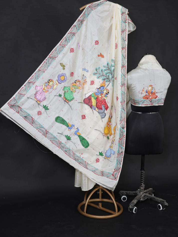Pattachitra Hand Painted Saree
