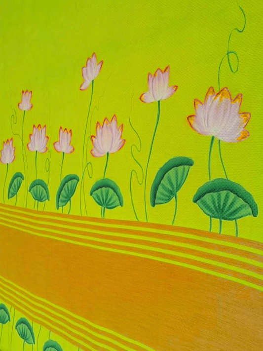 Hand-Painted Pichwai Green Saree