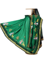 Pattachitra Green Hand Painted Silk Saree
