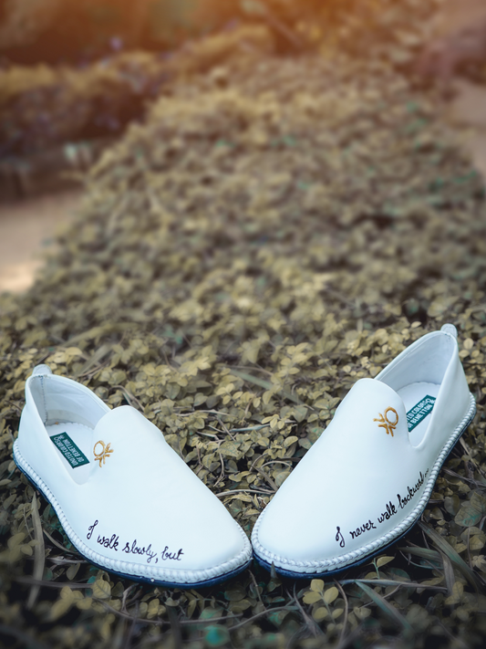 White Shoes with Custom Message