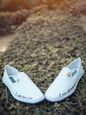 White Shoes with Custom Message