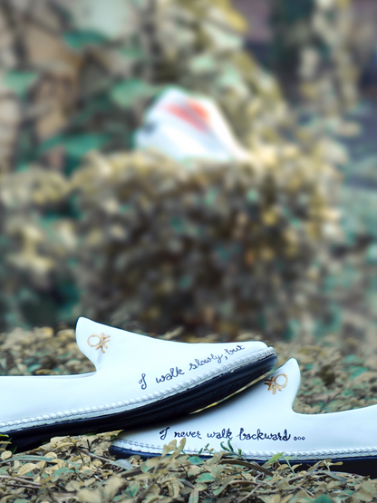 White Shoes with Custom Message